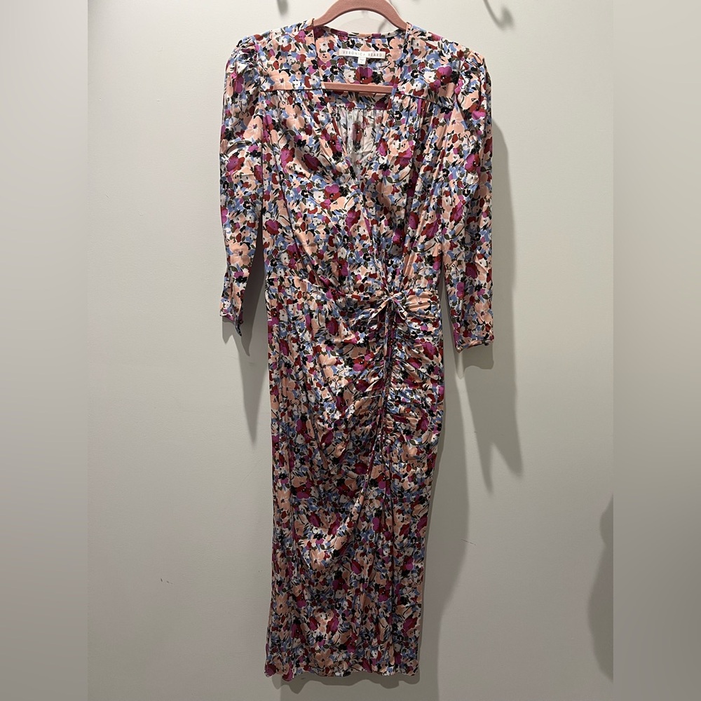 VERONICA BEARD silk floral ruched dress